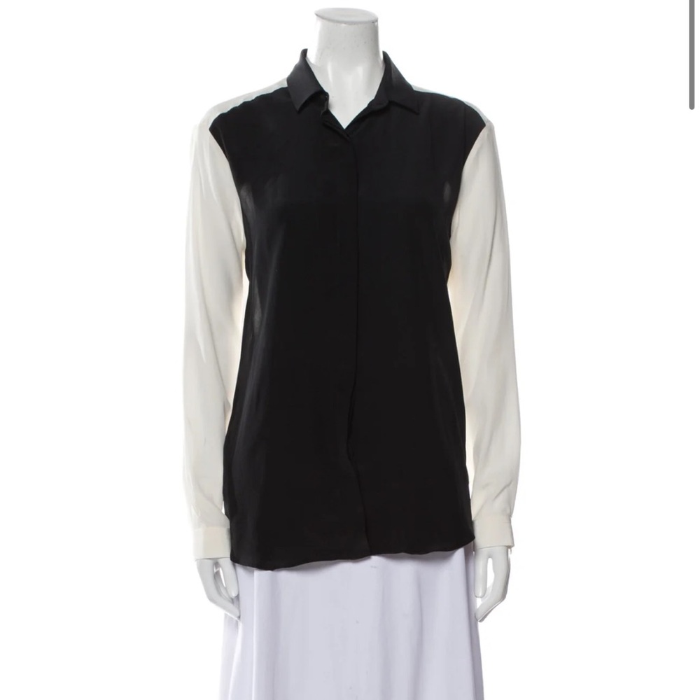 Neil Barrett Silk Blouse Button up Shirt Black and White